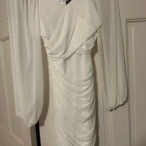 Chic White Draped Mini Dress